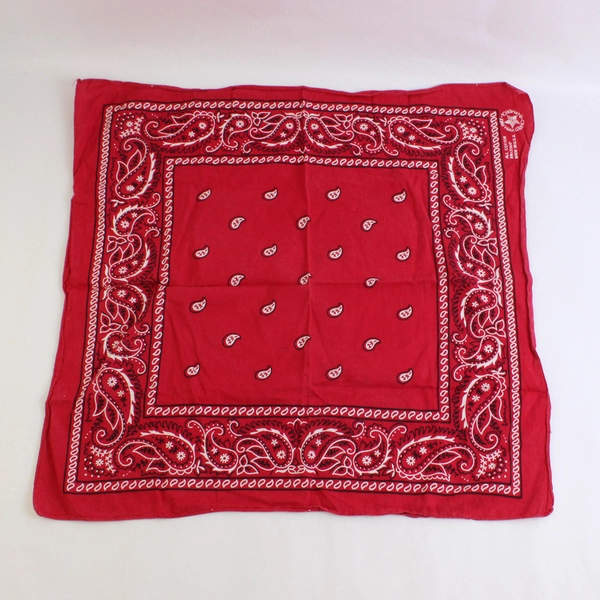 VTG Paris Accessories Bandana Cotton Paisley Red White Handkerchief 19" x 19"