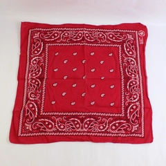 VTG Paris Accessories Bandana Cotton Paisley Red White Handkerchief 19" x 19"
