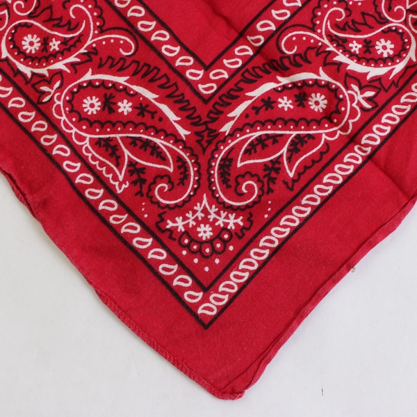 VTG Paris Accessories Bandana Cotton Paisley Red White Handkerchief 19" x 19"