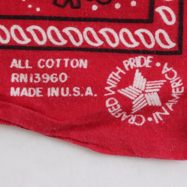 VTG Paris Accessories Bandana Cotton Paisley Red White Handkerchief 19" x 19"