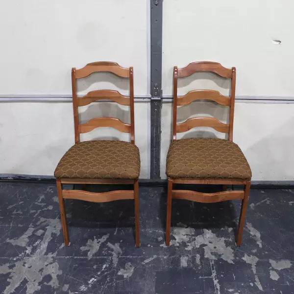 Vintage Upholstered Fold Up Wooden Chair Gold and Red Upholstering