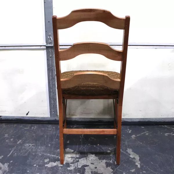 Vintage Upholstered Fold Up Wooden Chair Gold and Red Upholstering