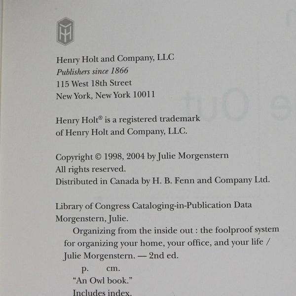 Organizing from the Inside Out by Julie Morgenstern 2004 2nd Edition Paperback