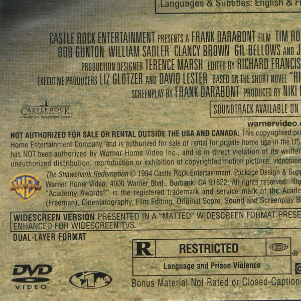 The Shawshank Redemption DVD 1994