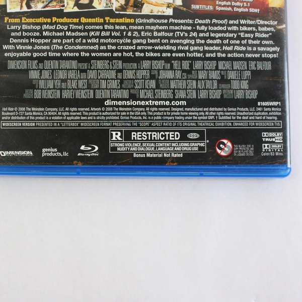 Hell Ride (Blu-Ray, Dimension Extreme, 2008) Director Larry Bishop
