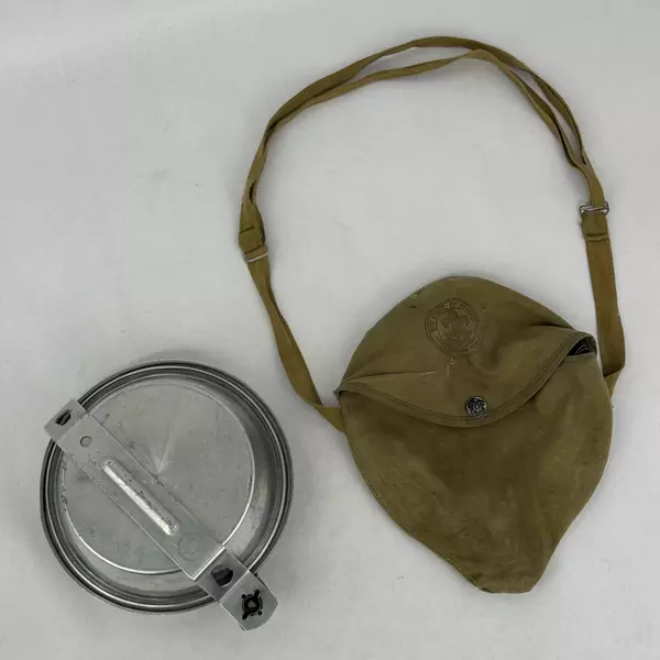 Vintage Boy Scout Mess Kit with Canvas Cover and Shoulder Strap