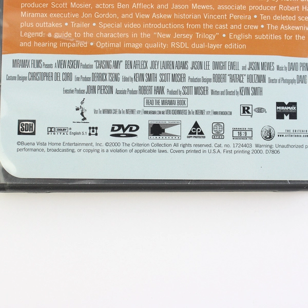 Chasing Amy DVD 2000 Criterion Collection Director Kevin Smith