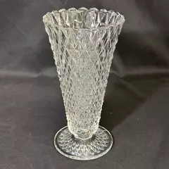 Vintage Indiana Glass Diamond Point Pedestal Vase 8 Inch