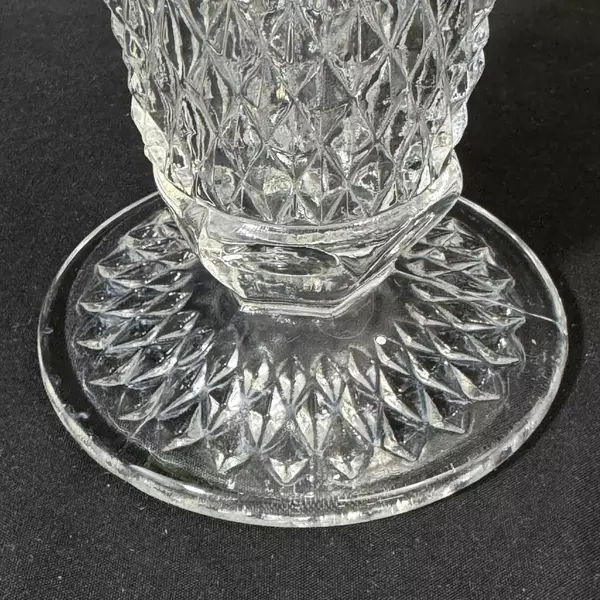 Vintage Indiana Glass Diamond Point Pedestal Vase 8 Inch