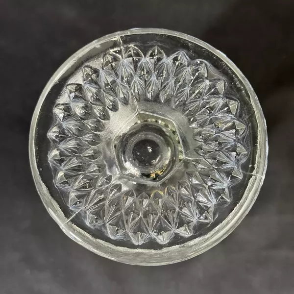 Vintage Indiana Glass Diamond Point Pedestal Vase 8 Inch