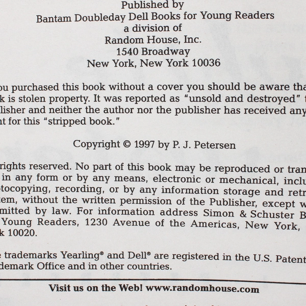 White Water by P.J.  Petersen 1999 Paperback