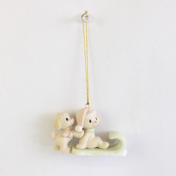 Precious Moments Ornament Puppies on Sled 1997 Christmas Holiday 272892 Enesco