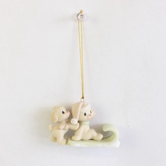Precious Moments Ornament Puppies on Sled 1997 Christmas Holiday 272892 Enesco