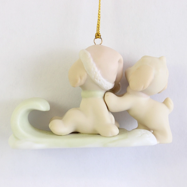 Precious Moments Ornament Puppies on Sled 1997 Christmas Holiday 272892 Enesco