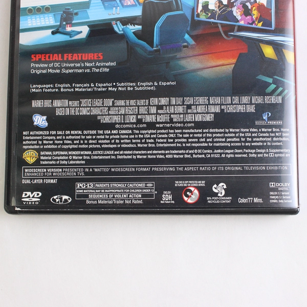 Justice League: Doom DVD DC 2012 Director Lauren Montgomery