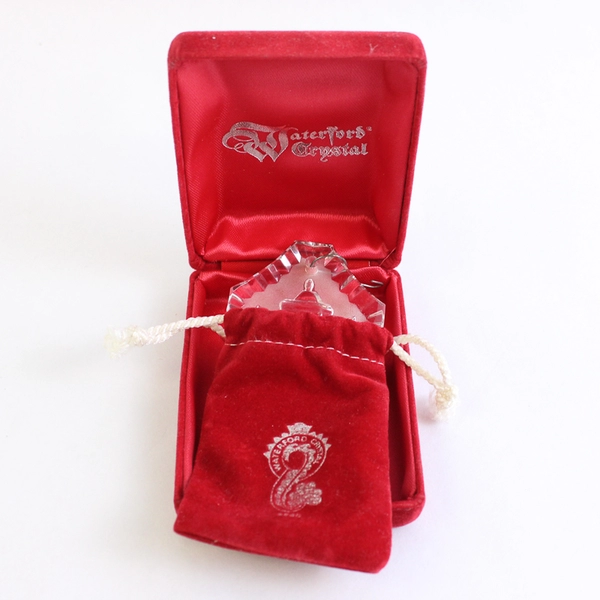 Waterford Crystal 1984 Annual Christmas Ornament Candle Lantern Red Bag & Case