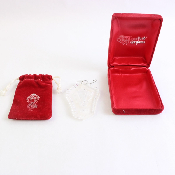 Waterford Crystal 1984 Annual Christmas Ornament Candle Lantern Red Bag & Case