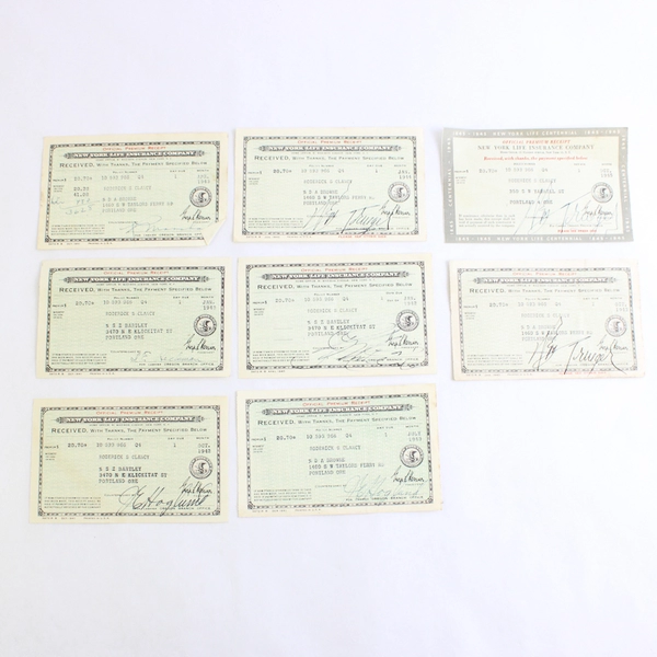 Vtg Insurance Receipts Ephemera 1942-45 New York Life Historical Documents OR
