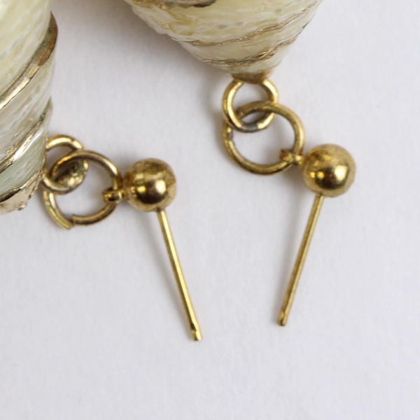 Gold-Tone Gilt Seashell Drop Earrings Need Backings