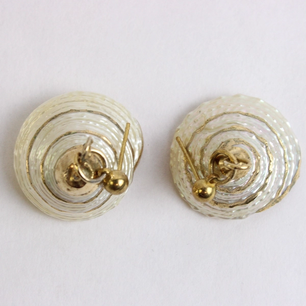 Gold-Tone Gilt Seashell Drop Earrings Need Backings