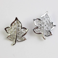 Vintage Emmons Silver-Tone Leaf Clip-On Earrings