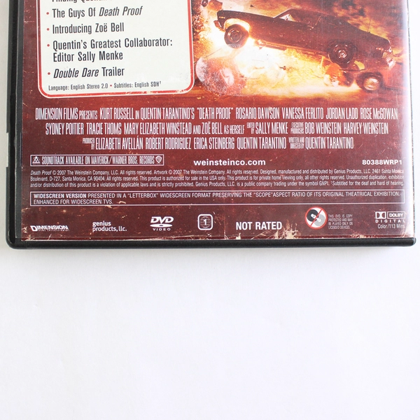 Death Proof: Extended & Unrated (DVD, Dimension, 2007) Dir. Quentin Tarantino