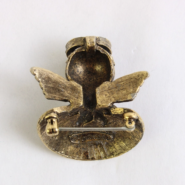 Vintage Tortolani Signed Gold-Tone Angel Shoulder Brooch