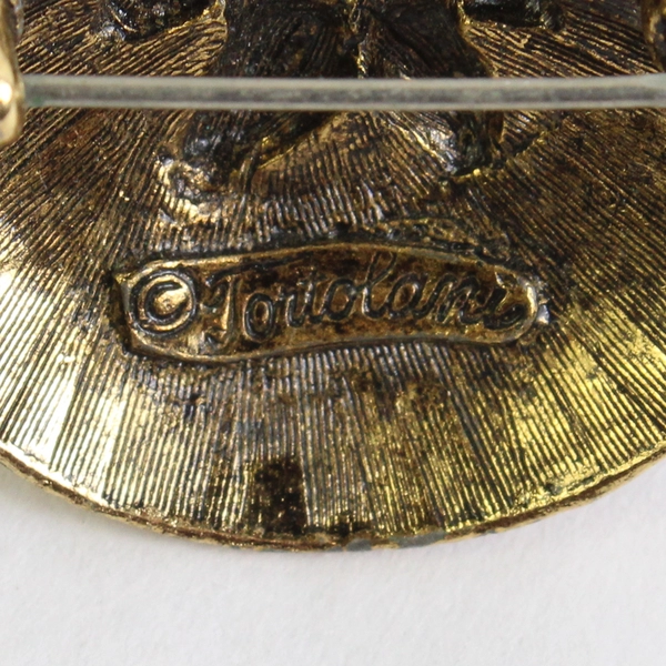 Vintage Tortolani Signed Gold-Tone Angel Shoulder Brooch