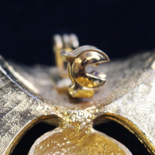 Vintage Ultra Gold-Tone Blue & Clear Rhinestones Angel Shoulder Brooch