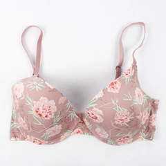 Vince Camuto Rose Pink Floral Padded Bra Size 38C Underwire Adjustable Strap