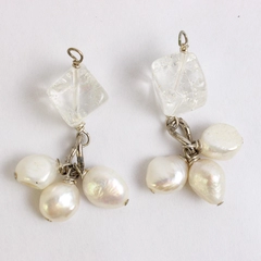 Colorless Cube Pearl Beaded Dangle Earrings Need Hooks