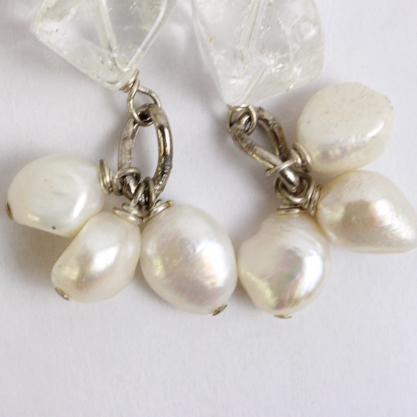 Colorless Cube Pearl Beaded Dangle Earrings Need Hooks