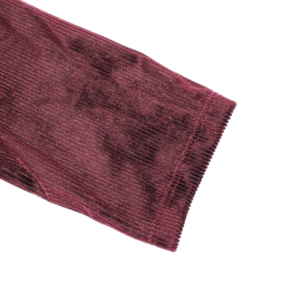 Bershka Y2K Style Velvet Sheer Long Sleeve Crop Top Size M Burgundy Plum 