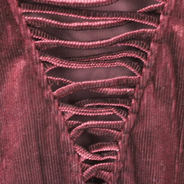 Bershka Y2K Style Velvet Sheer Long Sleeve Crop Top Size M Burgundy Plum 