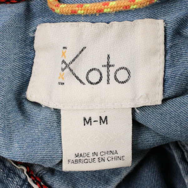 Koto Men's Distressed Denim Embroidered Button Up Size M