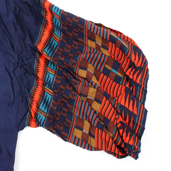 Leith Tunic Top Size XS Navy Blue Tribal Pattern 100% Rayon