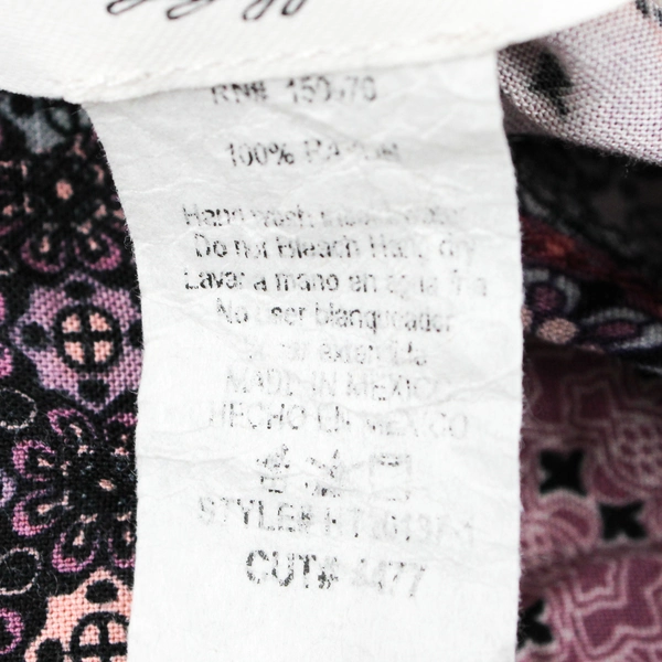 Lavendar Field Women's Size Small Purple Print Crop Top Bell Sleeve Rayon 