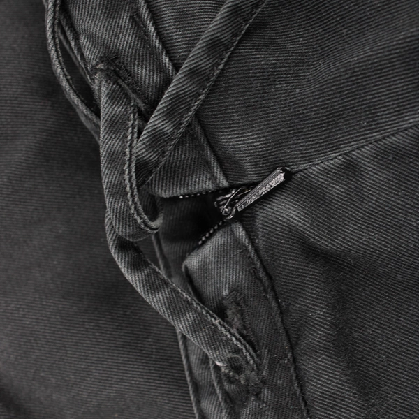 Volcom Black Denim Skirt Size L Frayed Hem Zip and Tie Closure 