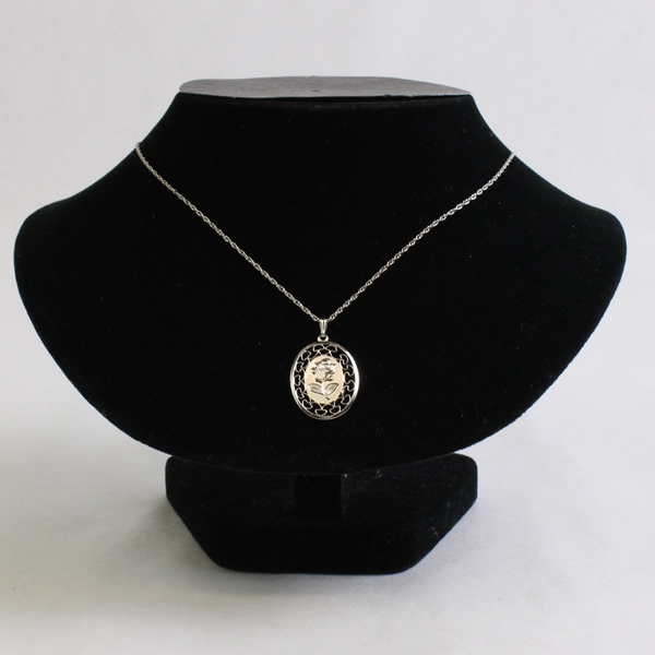 Sterling Silver Rose Pendant Necklace 19"