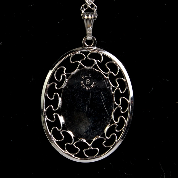 Sterling Silver Rose Pendant Necklace 19"