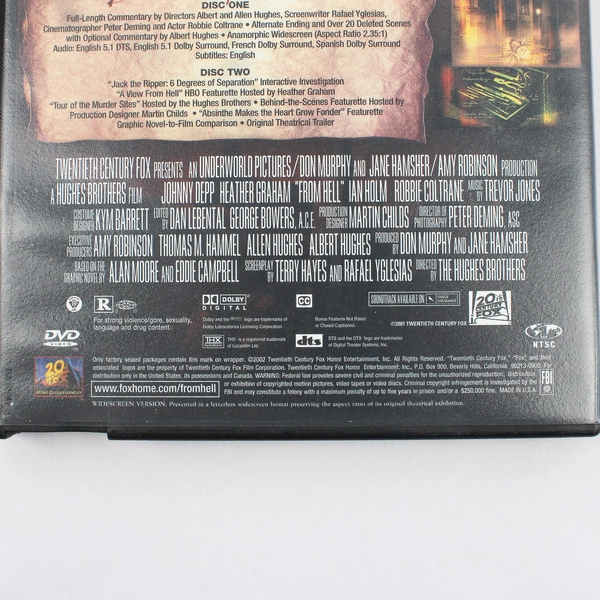 From Hell (DVD, Directors Limited Edition, 2002) Director Hughes Brothers
