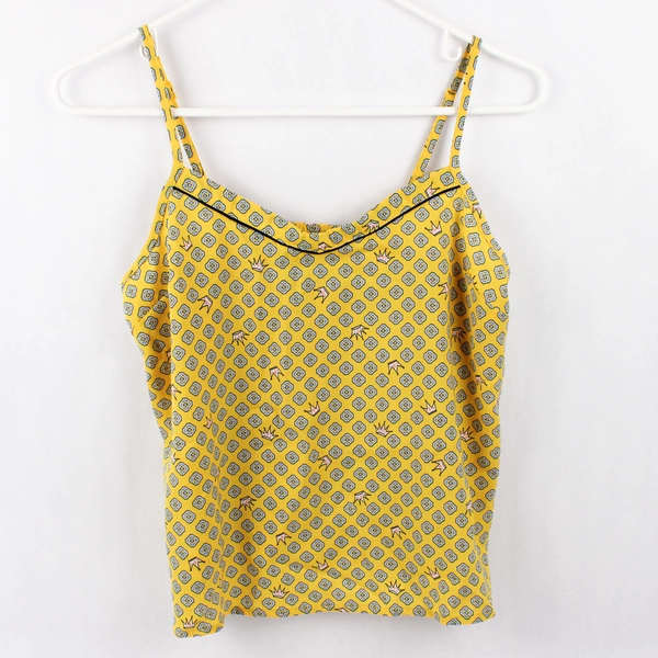 Aerie Cami Top Yellow Crown Print Size XS Polyester Adjustable Strap
