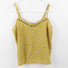 Aerie Cami Top Yellow Crown Print Size XS Polyester Adjustable Strap