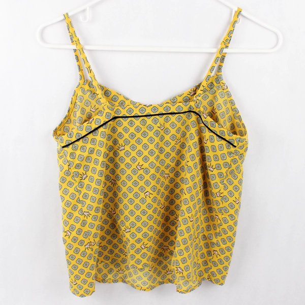 Aerie Cami Top Yellow Crown Print Size XS Polyester Adjustable Strap