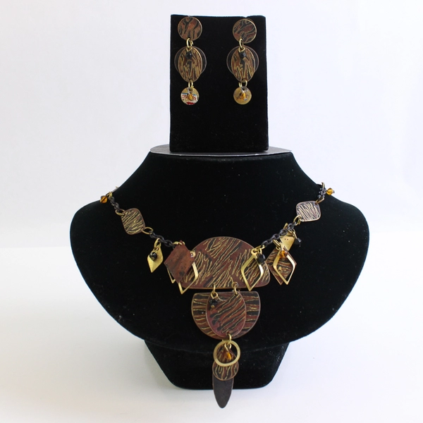 Vintage Craftworks Artisan Mixed Metal Necklace and Earrings Set
