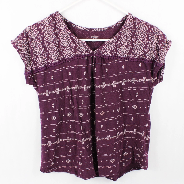 Great Northwest Indigo Women's Short Sleeve Top Purple Size Small