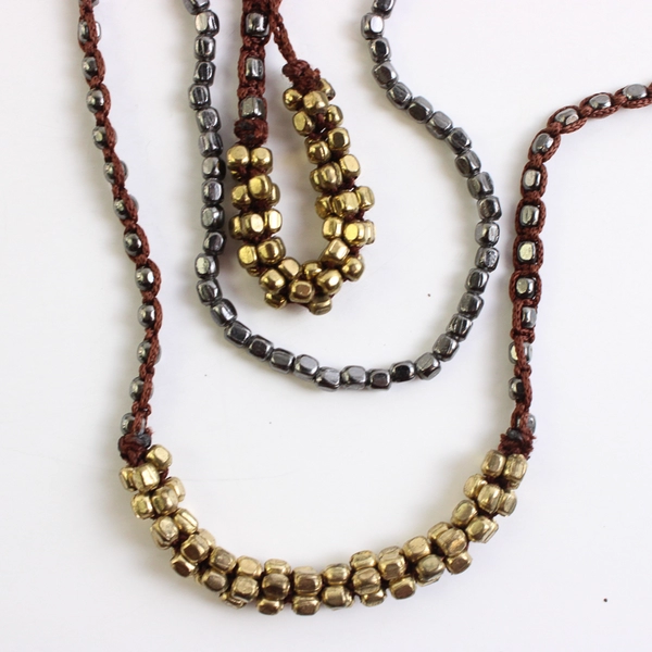 Richera Three-Strand Mixed Metal Beaded Necklace 38" Length