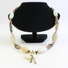 Vintage Tribal-Style Chunky Beaded Statement Necklace 28"