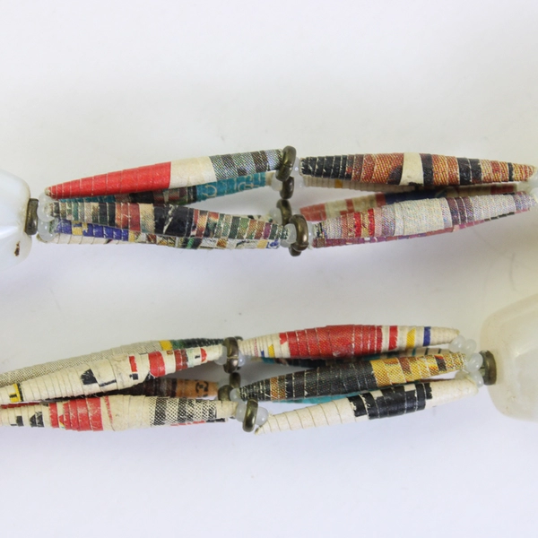 Vintage Tribal-Style Chunky Beaded Statement Necklace 28"