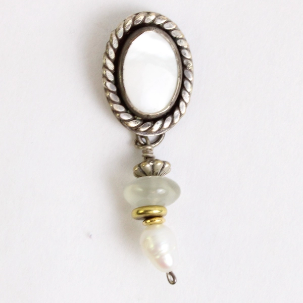 Vintage Signed Silver-Tone Beaded Dangle Drop Earrings